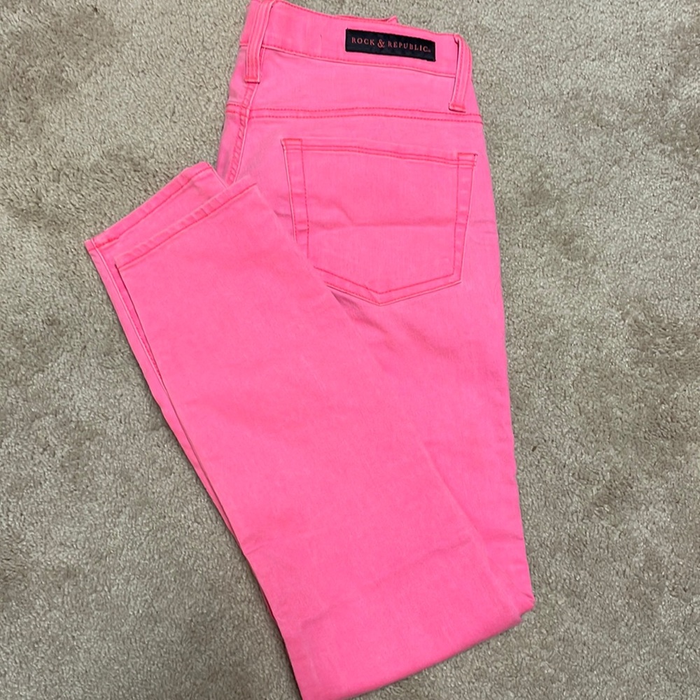 Rock & Republic Neon Pink Skinny Jeans, size 0